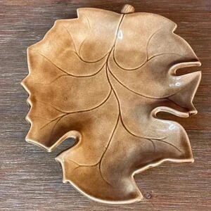 Vintage Leaf Art Pottery Candy Dish